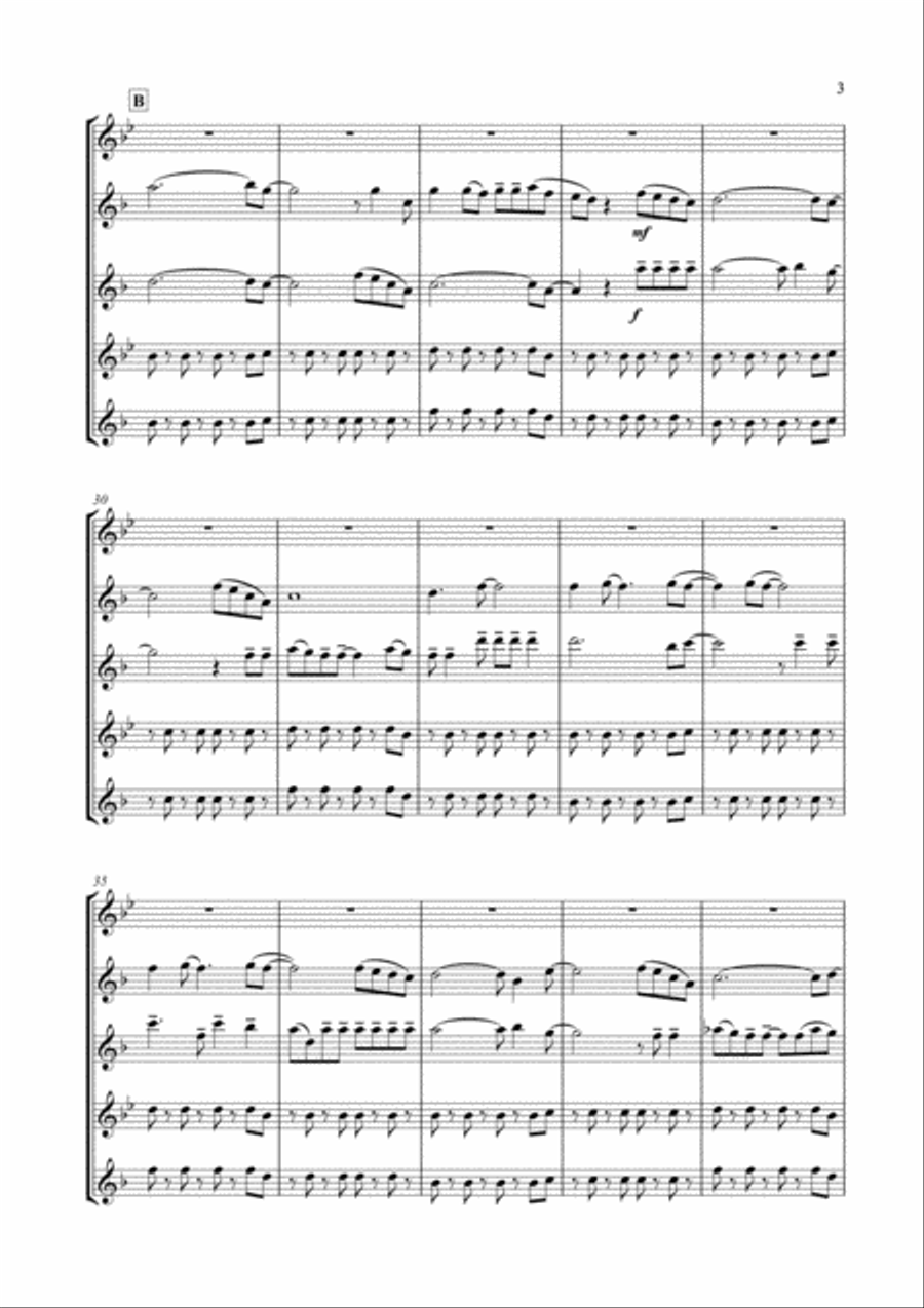 Viva La Vida Saxophone Quintet scores gallery preview page 4