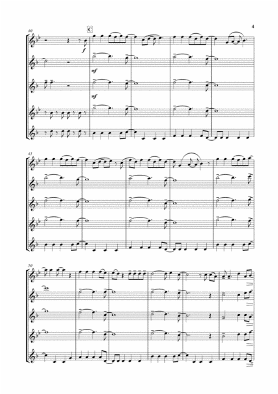 Viva La Vida Saxophone Quintet scores gallery preview page 5