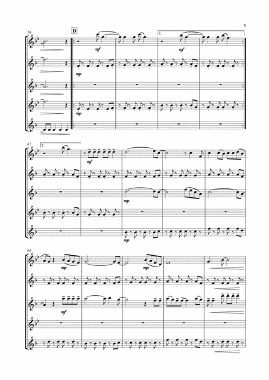 Viva La Vida Saxophone Quintet scores gallery preview page 6