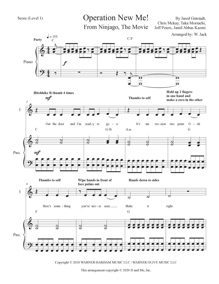 Operation New Me Unison Choir scores gallery preview page 1