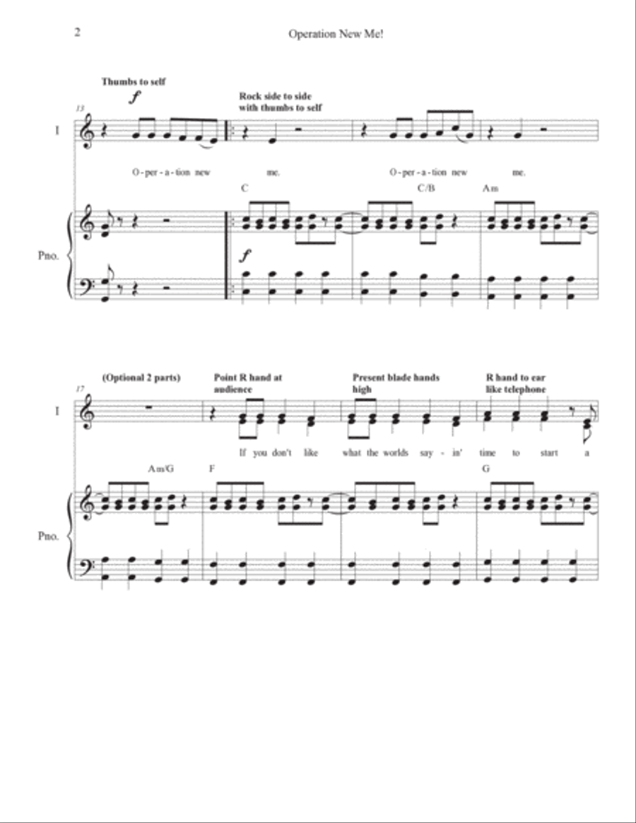 Operation New Me Unison Choir scores gallery preview page 2