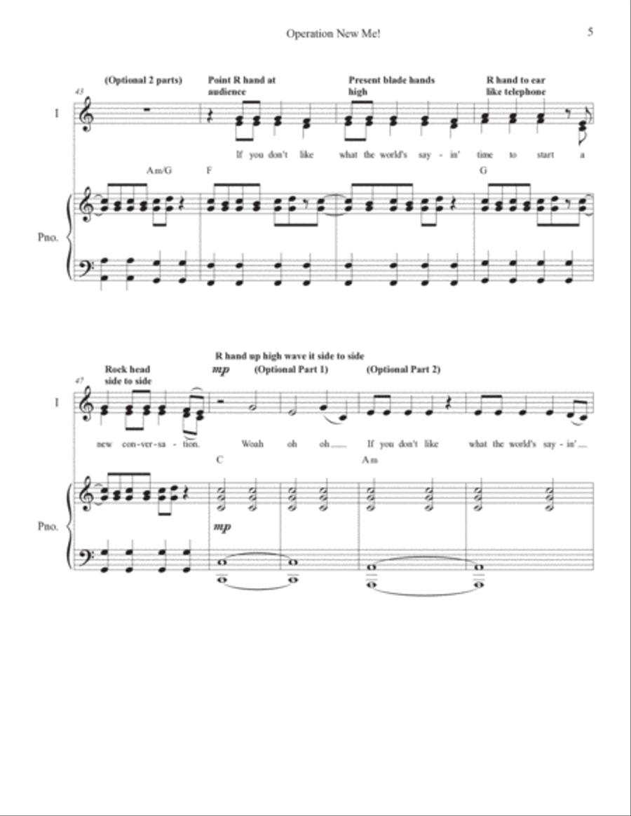 Operation New Me Unison Choir scores gallery preview page 5