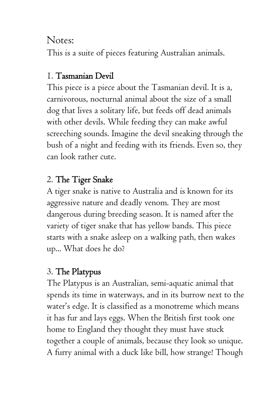 Australian Animal Suite No. 2 Clarinet Quartet scores gallery preview page 2