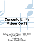 Concerto En Fa Majeur Op. 75
