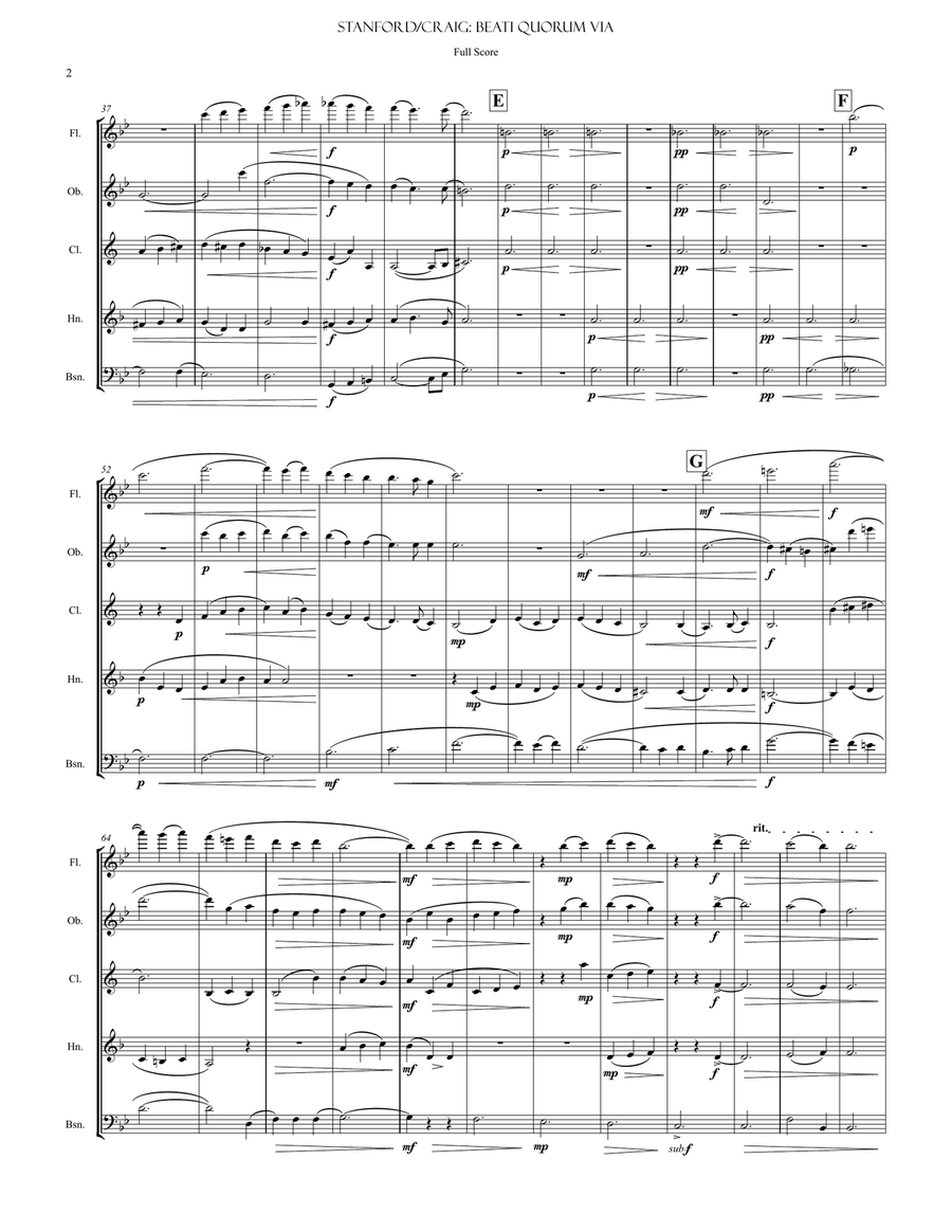 Stanford: Beati Quorum Via (from Three Latin Motets Opus 38) Woodwind Quintet scores gallery preview page 3