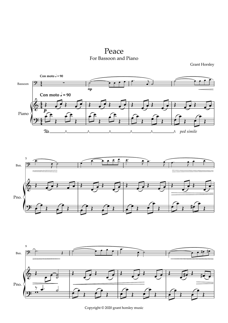 Peace. for Bassoon and Piano Bassoon Solo scores gallery preview page 2
