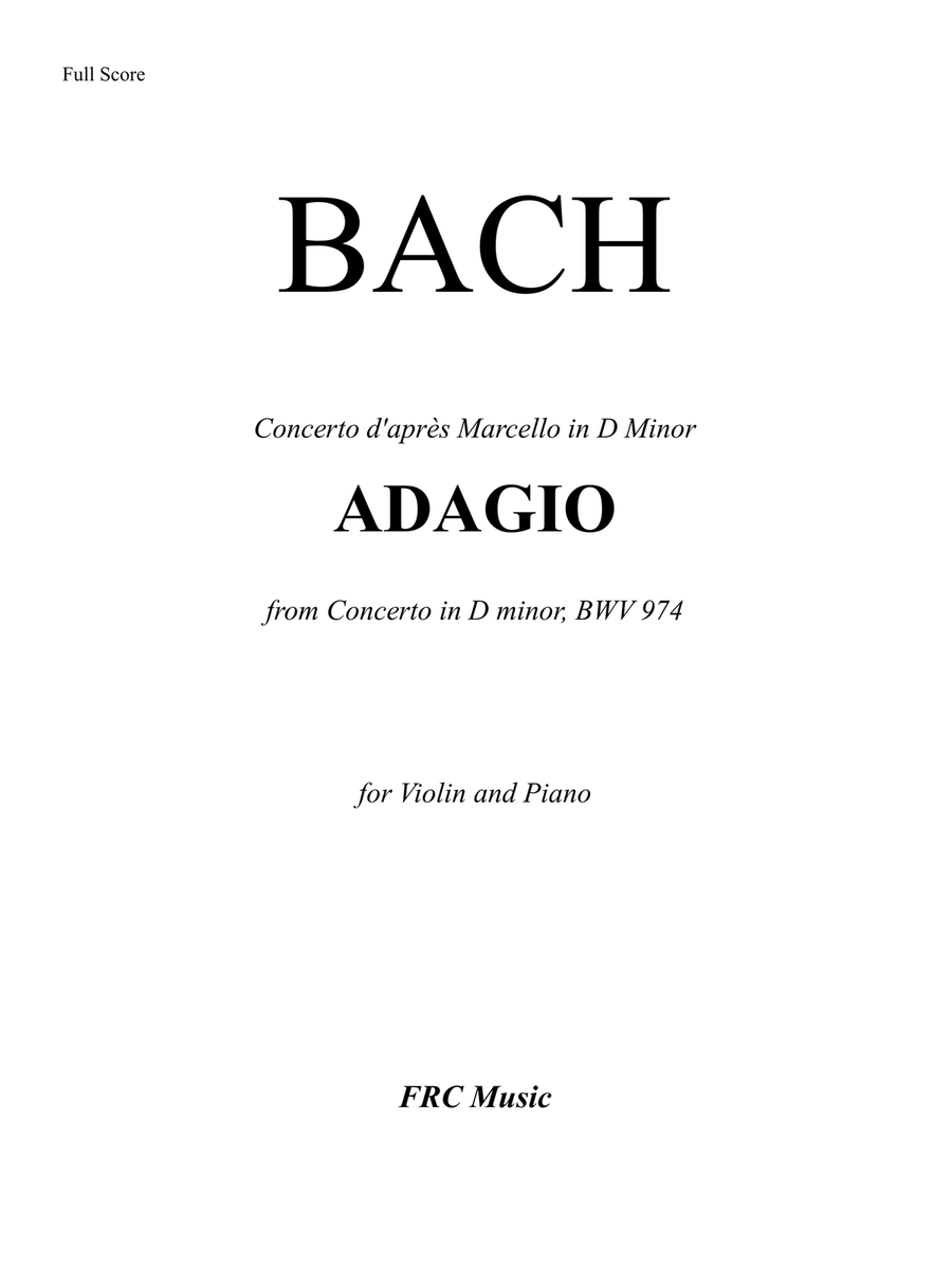 Adagio from Concerto in D minor, BWV 974 (Concerto d'après Marcello) for Violin and Piano Violin Solo scores gallery preview page 2