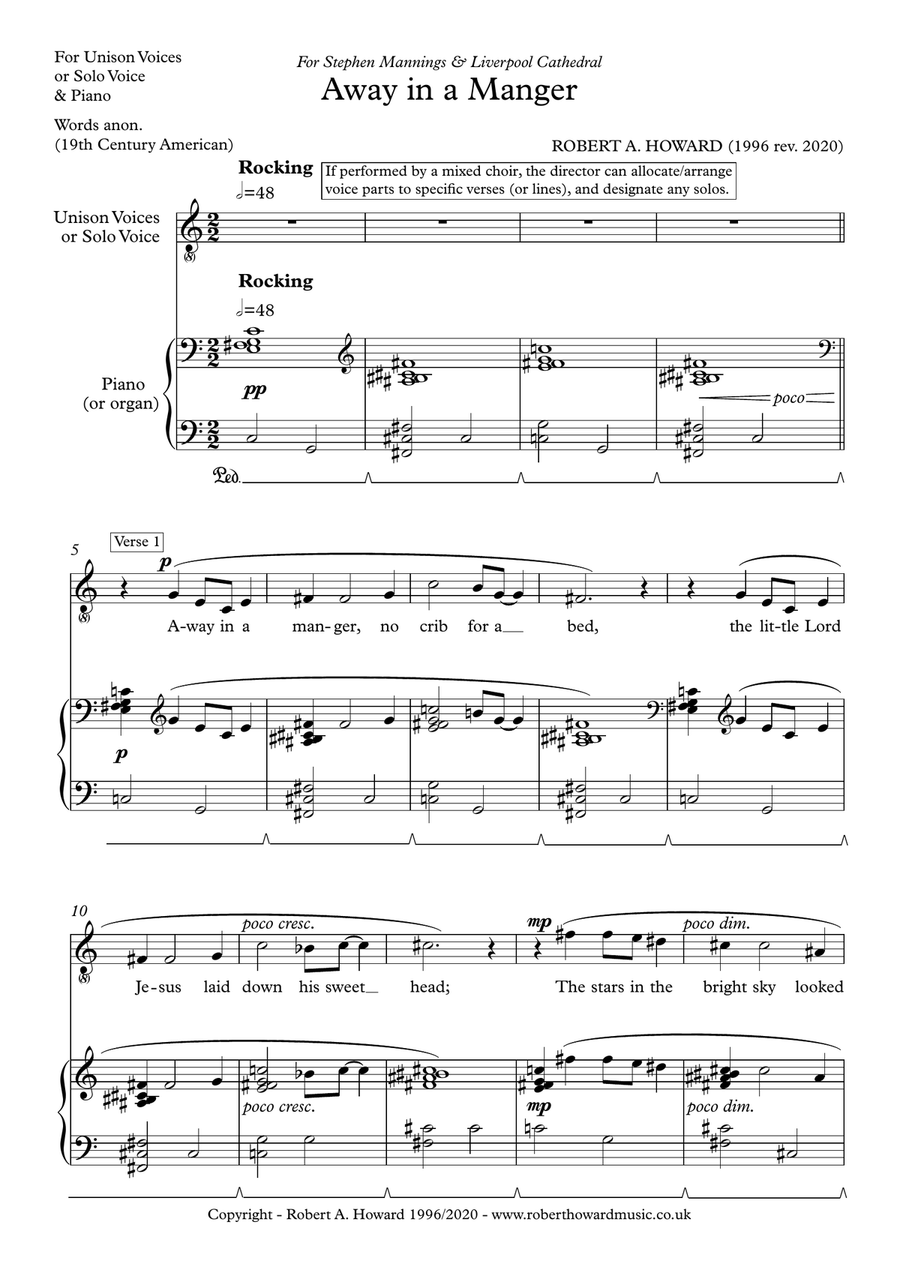 Away in a Manger (Solo/unison version) Unison Choir scores gallery preview page 2