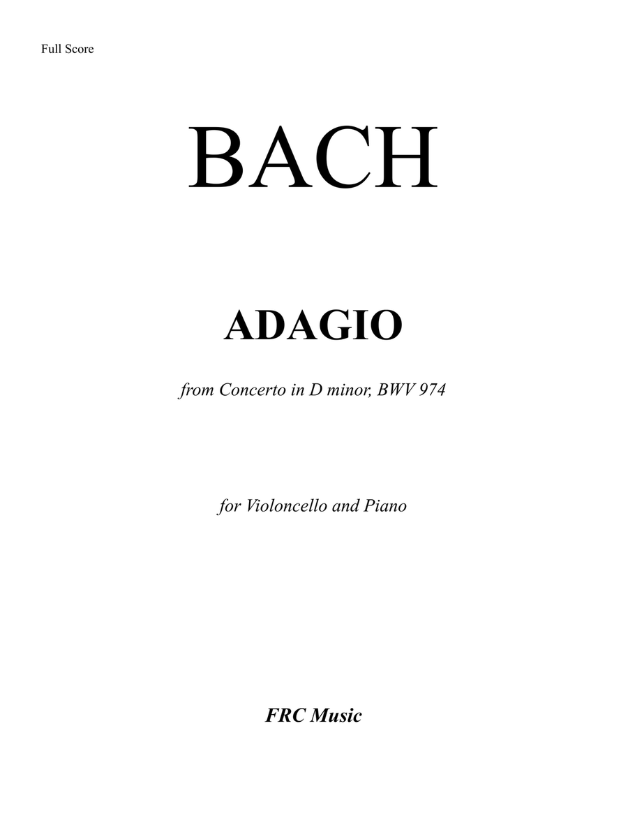 Adagio from Concerto in D minor, BWV 974 (Concerto d'après Marcello) for Violoncello and Piano Piano scores gallery preview page 2