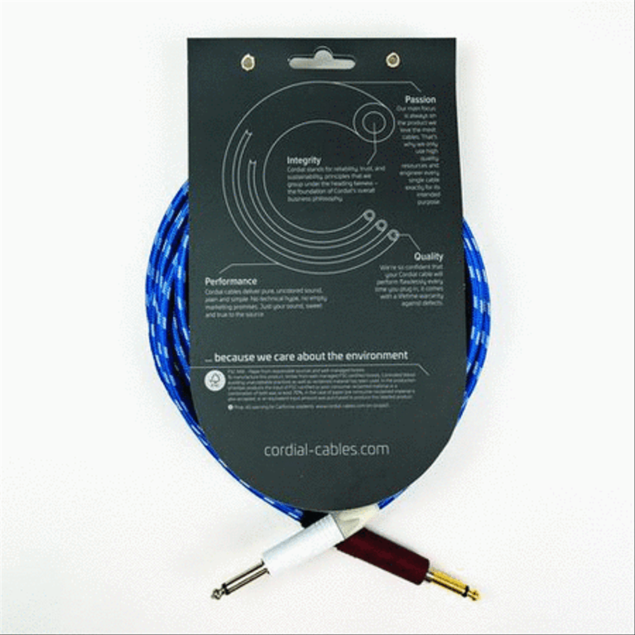 Premium Instrument White/Blue “Sky” Textile Cable with Neutrik Silent Plug Musical Instruments scores gallery preview page 3