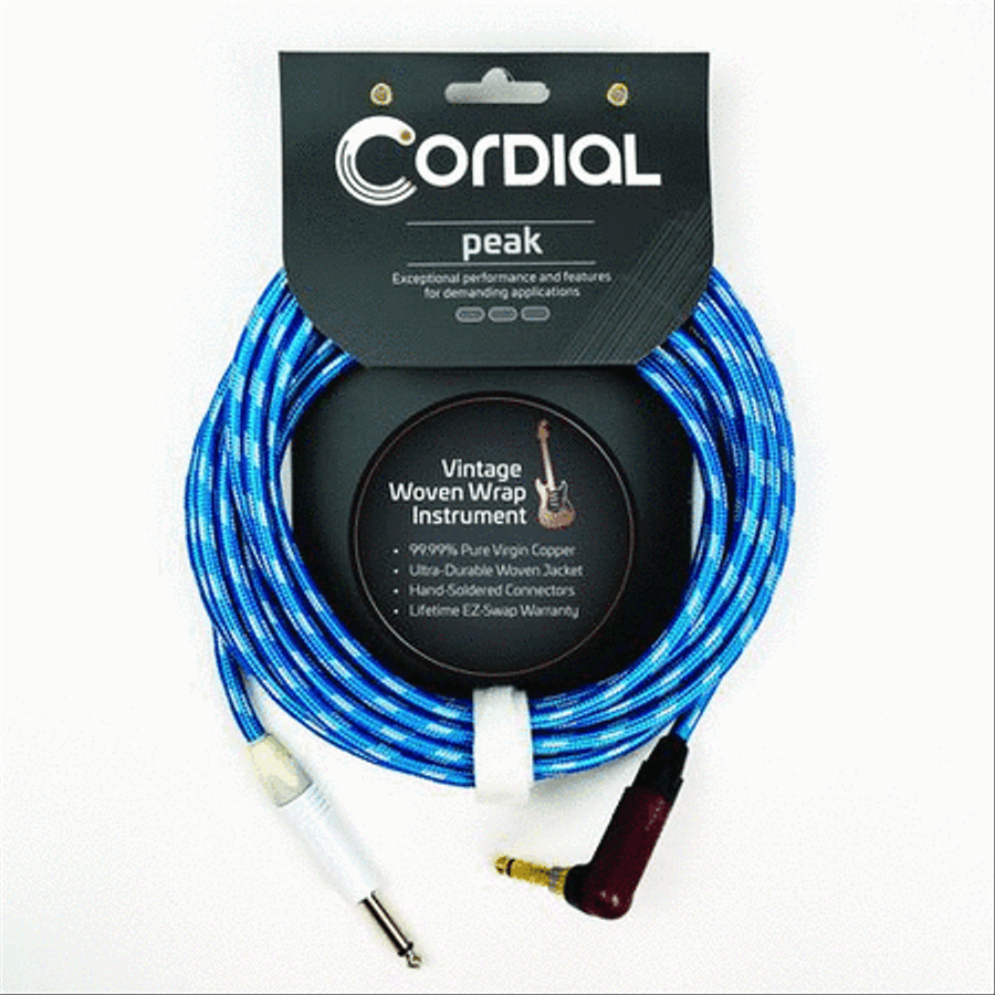 Premium Instrument White/Blue “Sky” Textile Cable with Neutrik Silent Plug Musical Instruments scores gallery preview page 2