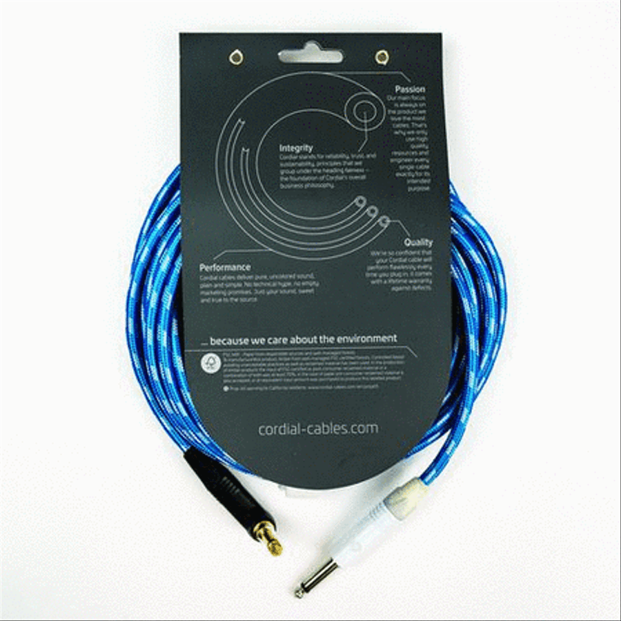 Premium Instrument White/Blue “Sky” Textile Cable with Neutrik Silent Plug Musical Instruments scores gallery preview page 3