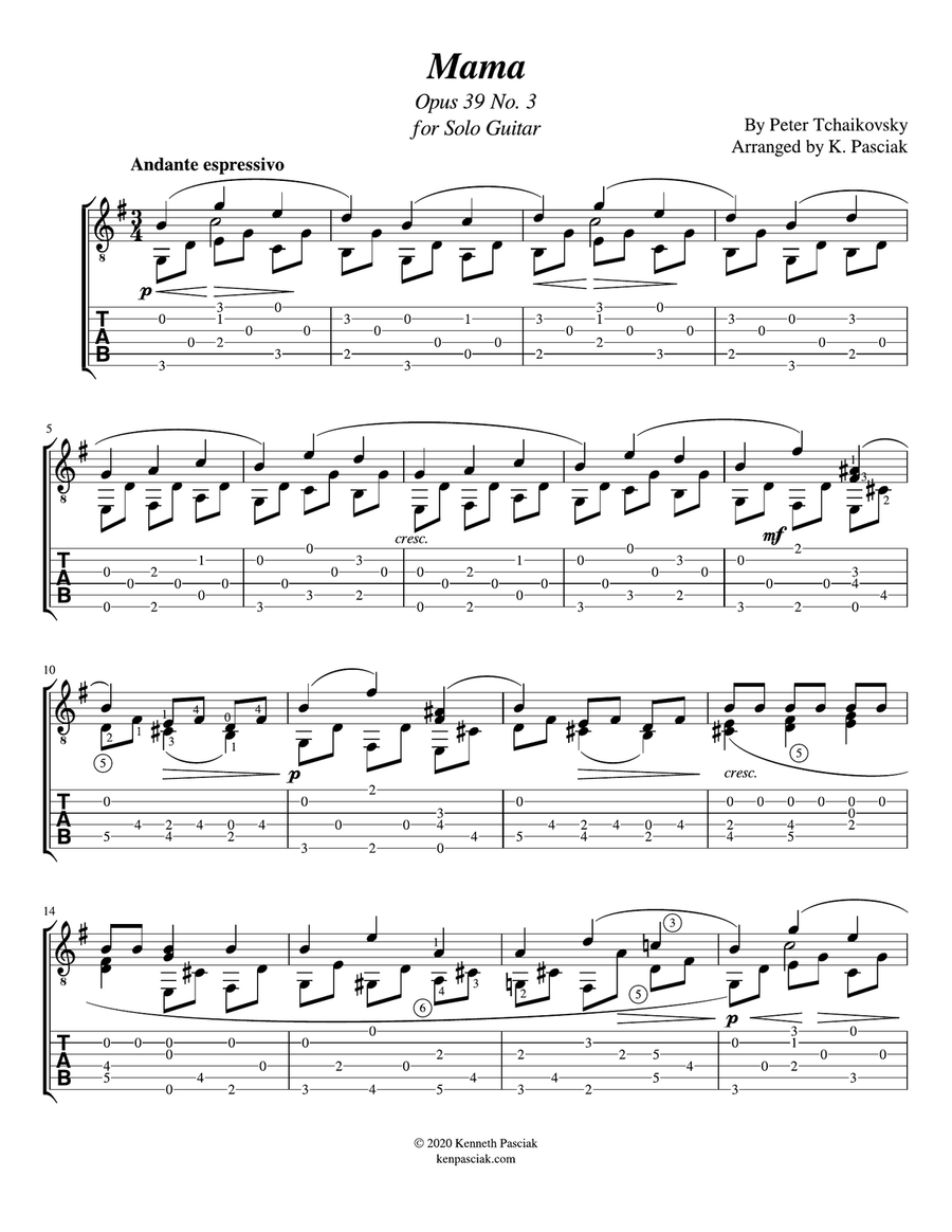 Mama (for Solo Guitar) Mama (for Solo Guitar) Classical Guitar scores gallery preview page 3