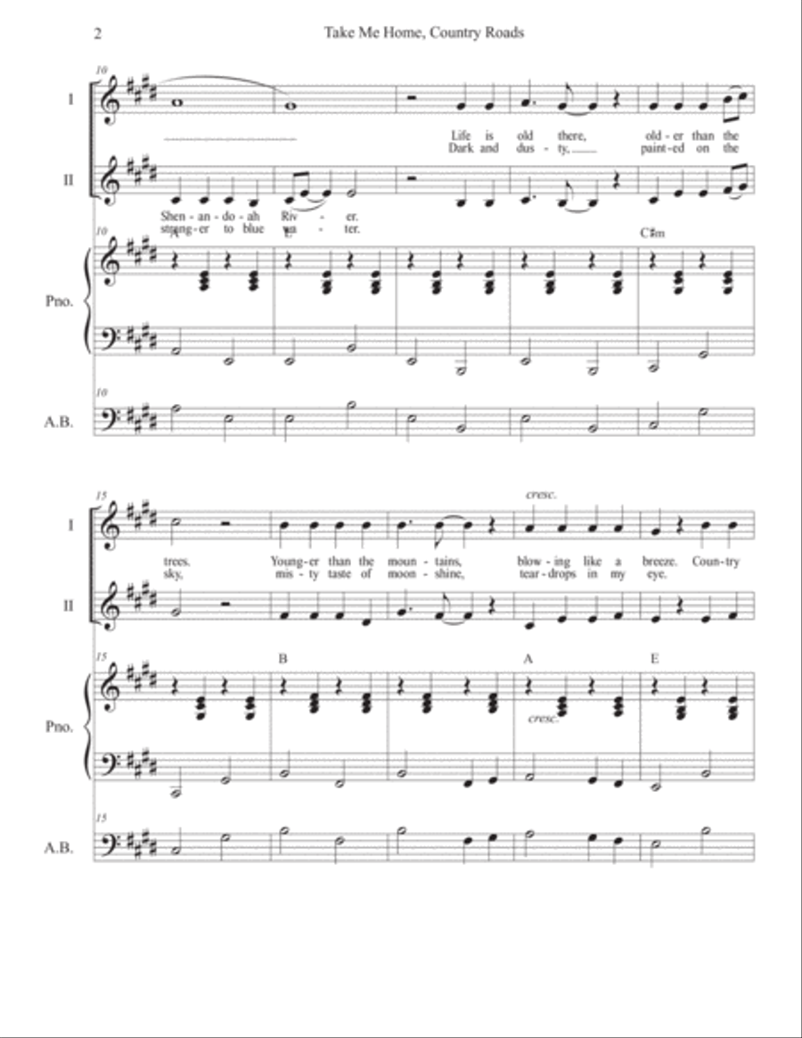 Take Me Home, Country Roads 2-Part scores gallery preview page 2