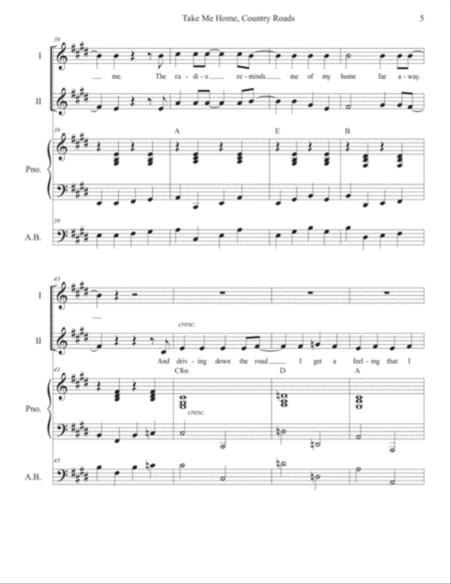 Take Me Home, Country Roads 2-Part scores gallery preview page 5