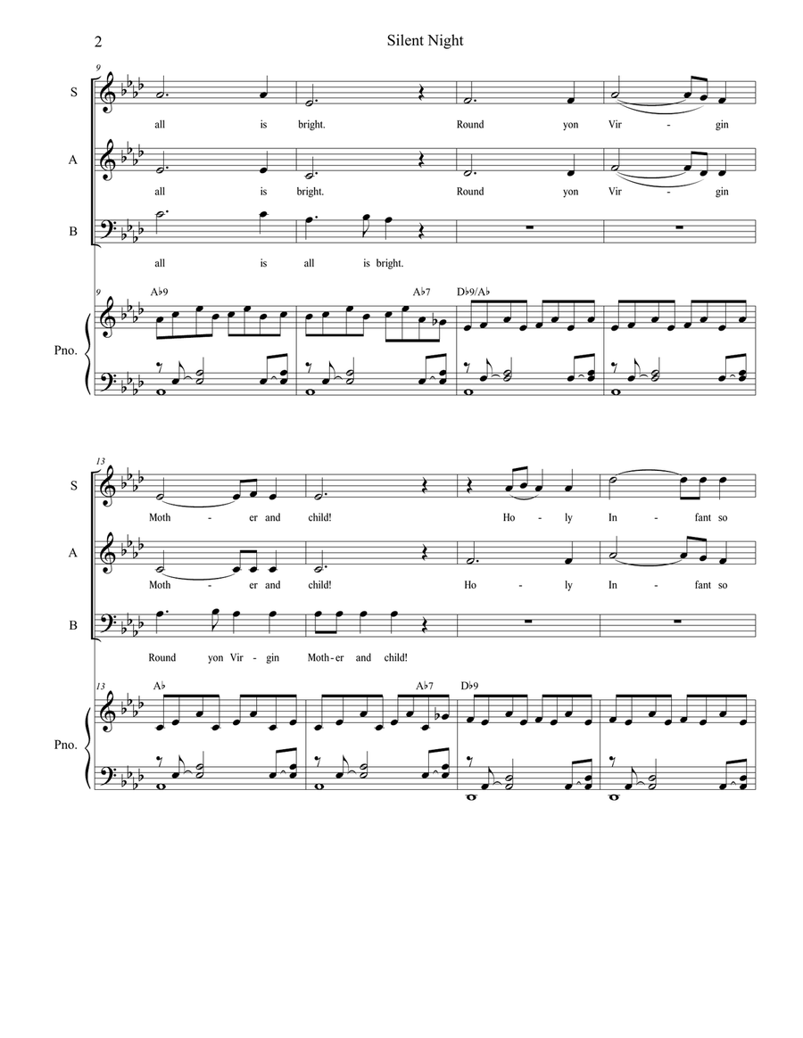 Silent Night (Vocal Trio - (SAB) 3-Part scores gallery preview page 2