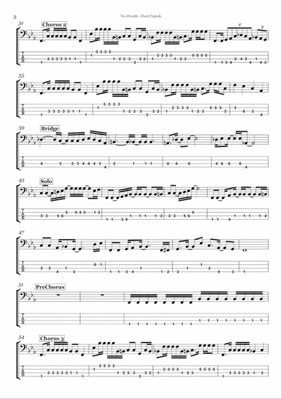 Don't Speak Bass Guitar scores gallery preview page 2