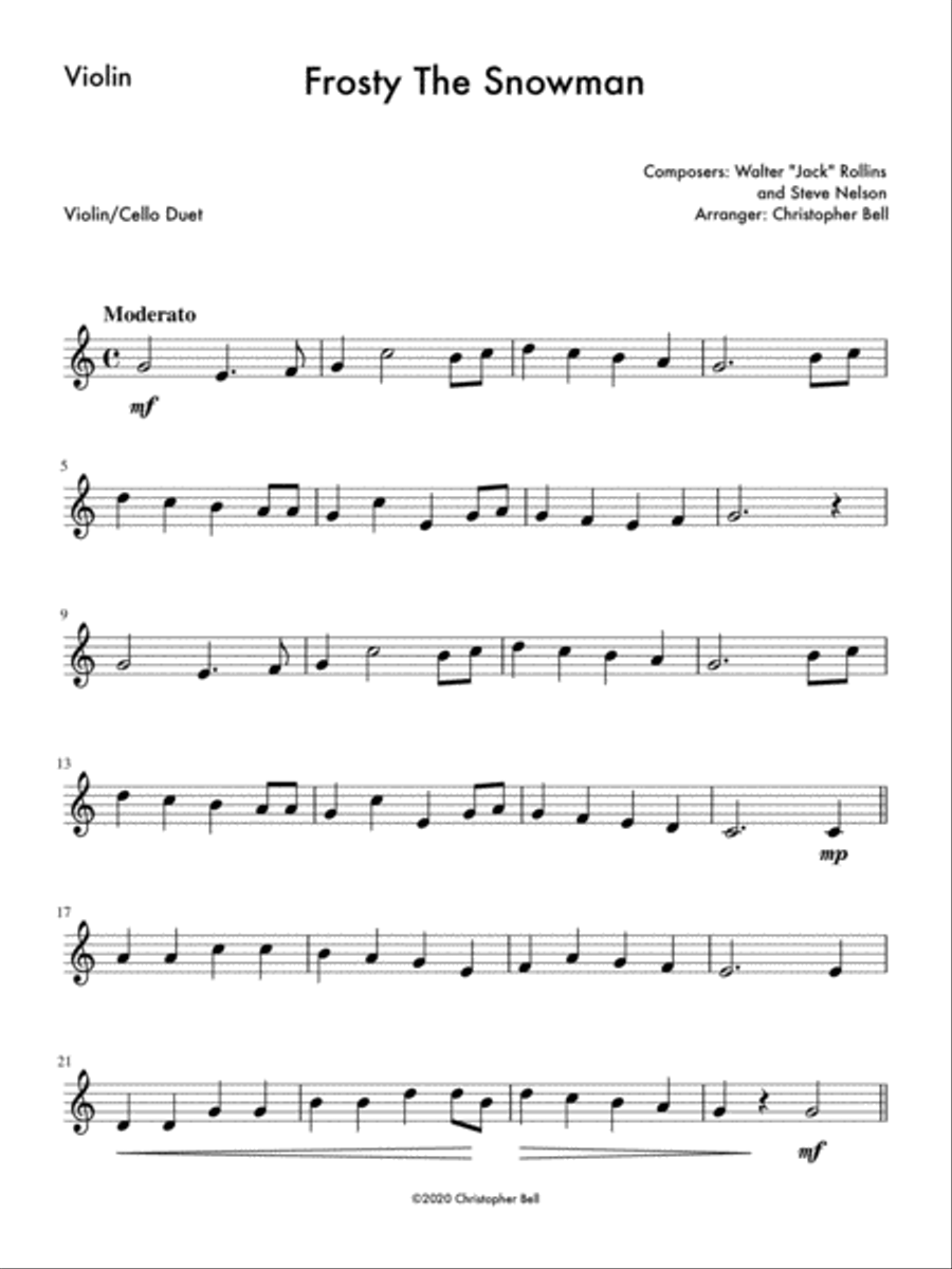 Frosty The Snowman Cello scores gallery preview page 3