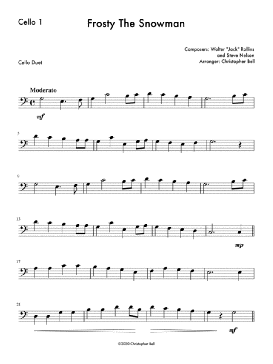 Frosty The Snowman Cello scores gallery preview page 3