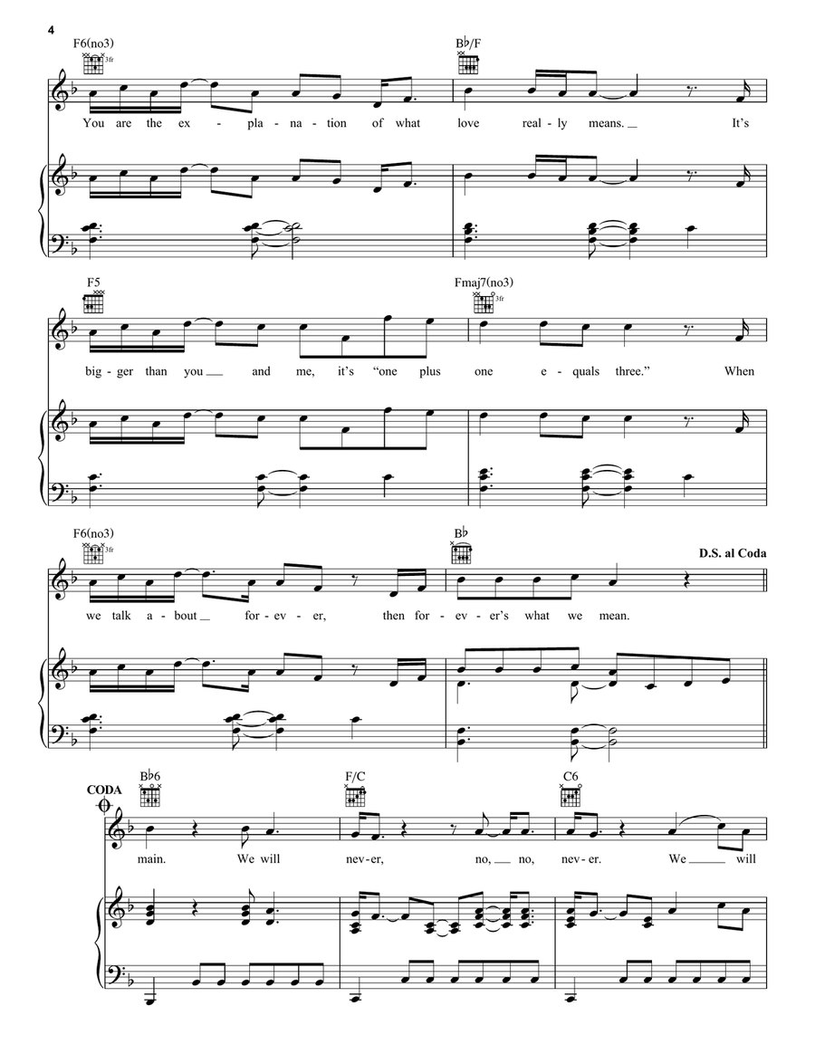Never Break Never Break Piano, Vocal, Guitar scores gallery preview page 4