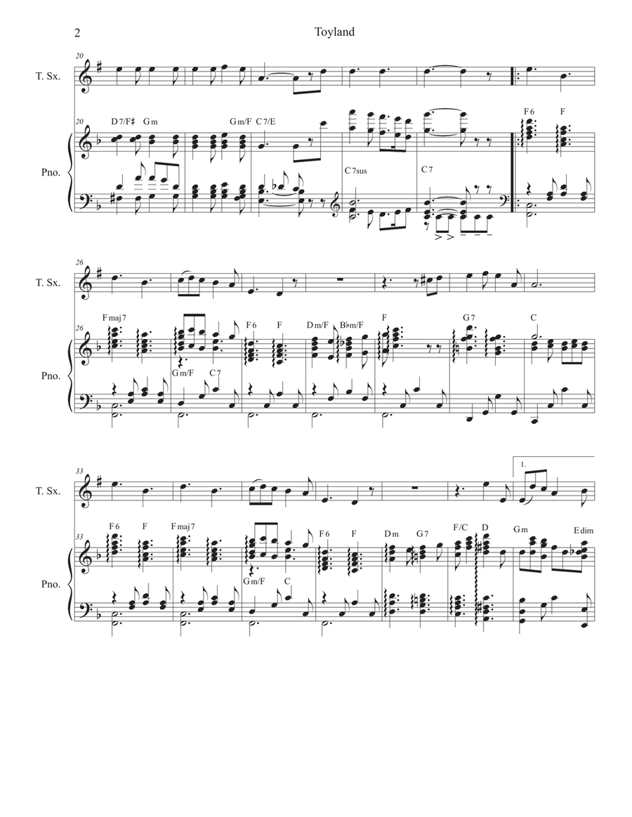 Toyland (Tenor Saxophone and Piano) Tenor Saxophone scores gallery preview page 2
