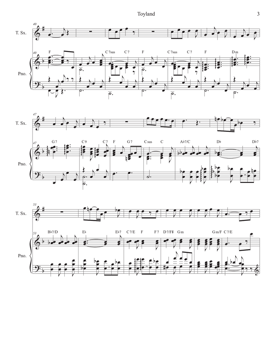 Toyland (Tenor Saxophone and Piano) Tenor Saxophone scores gallery preview page 3