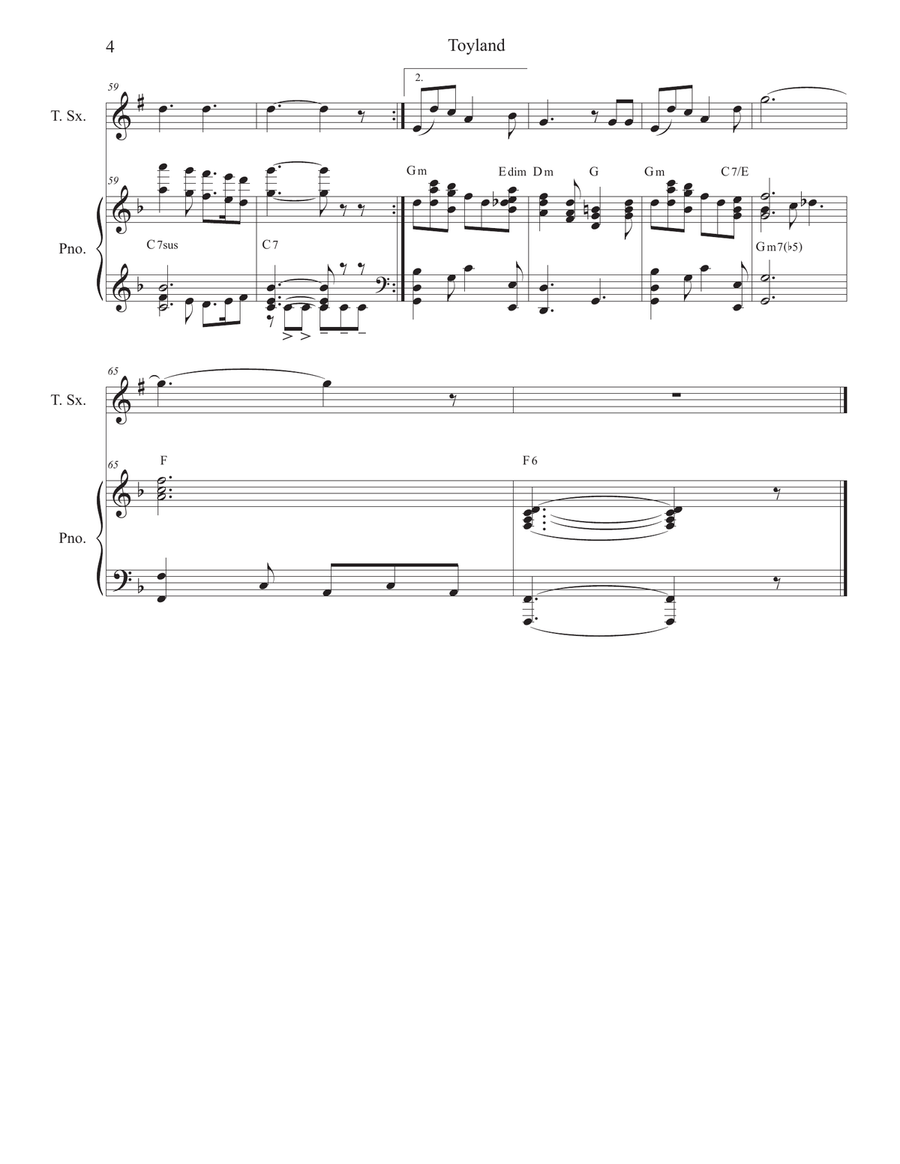 Toyland (Tenor Saxophone and Piano) Tenor Saxophone scores gallery preview page 4