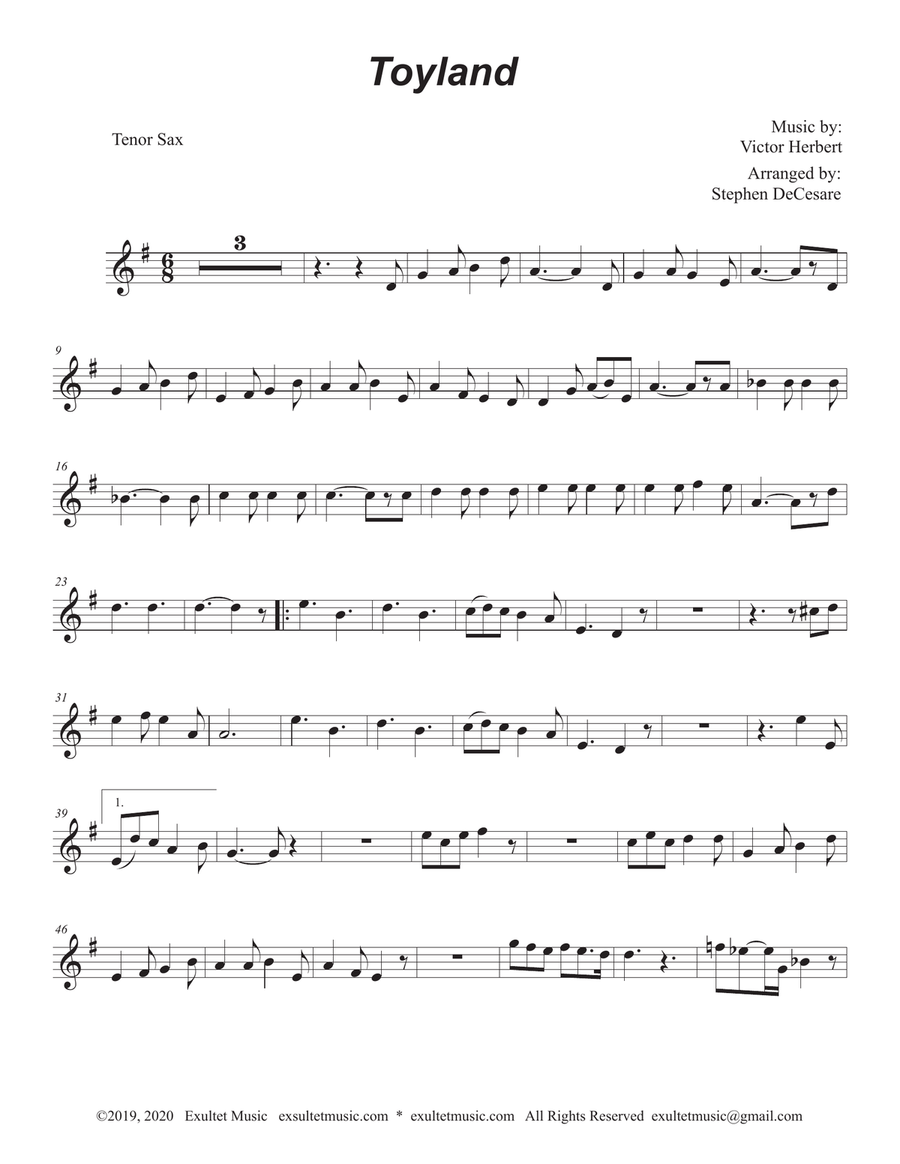 Toyland (Tenor Saxophone and Piano) Tenor Saxophone scores gallery preview page 5