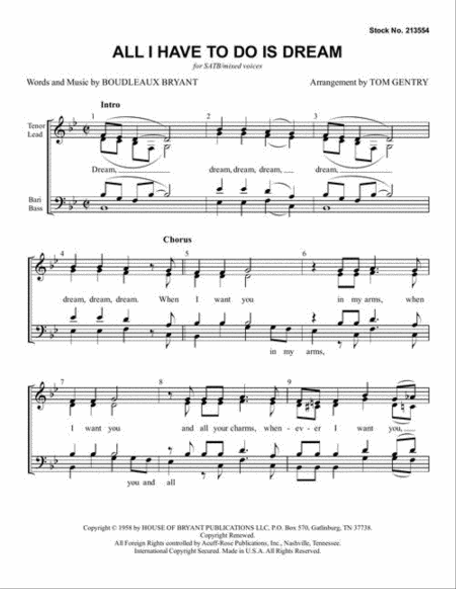 All I Have to Do Is Dream 4-Part scores gallery preview page 2