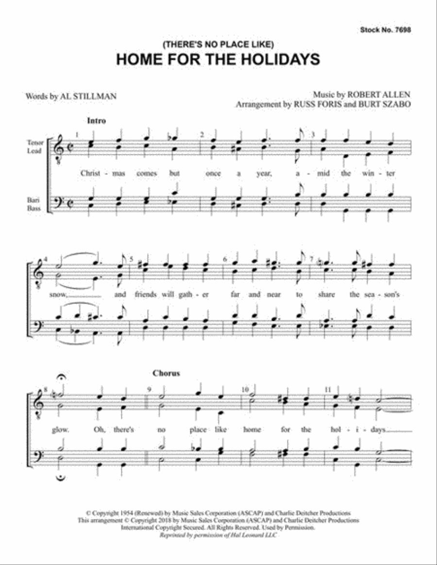 (There's No Place Like) Home for the Holidays TTBB scores gallery preview page 2