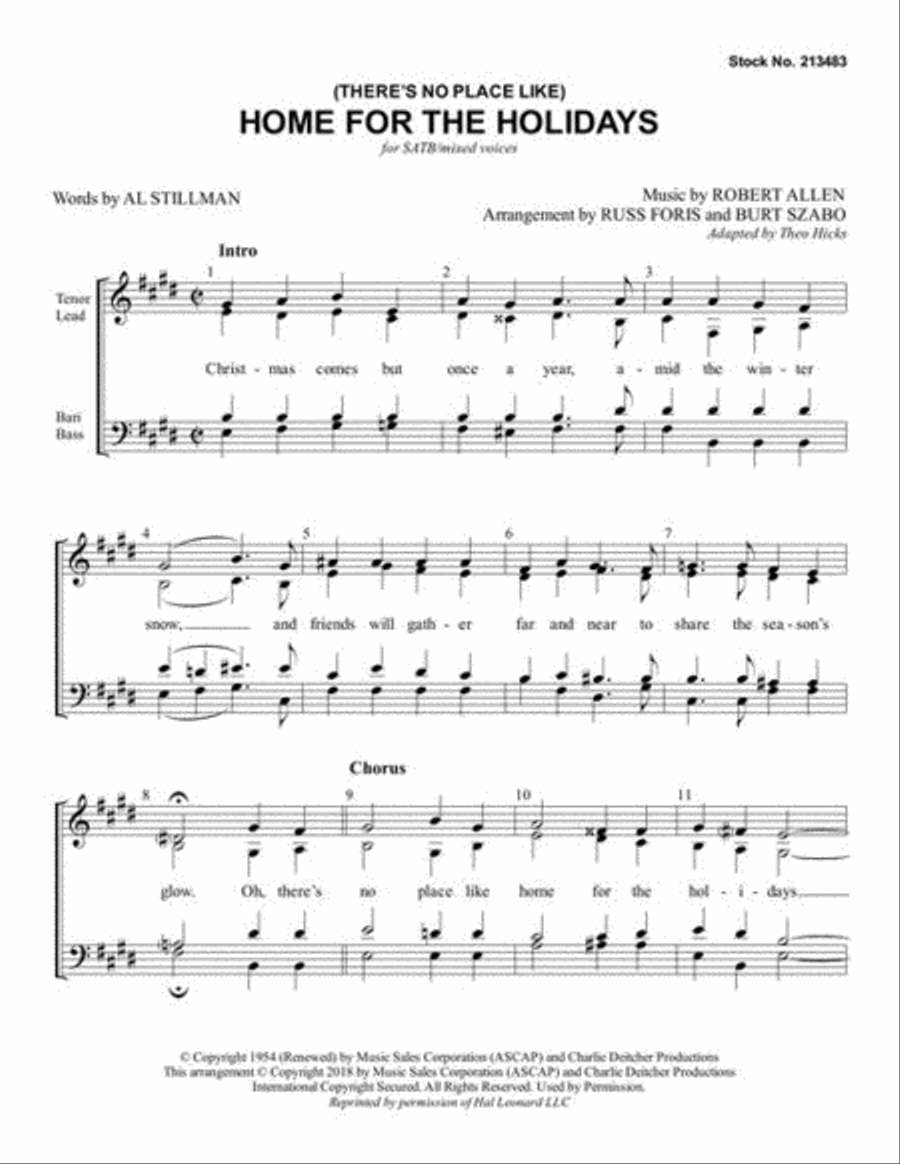 (There's No Place Like) Home for the Holidays 4-Part scores gallery preview page 2
