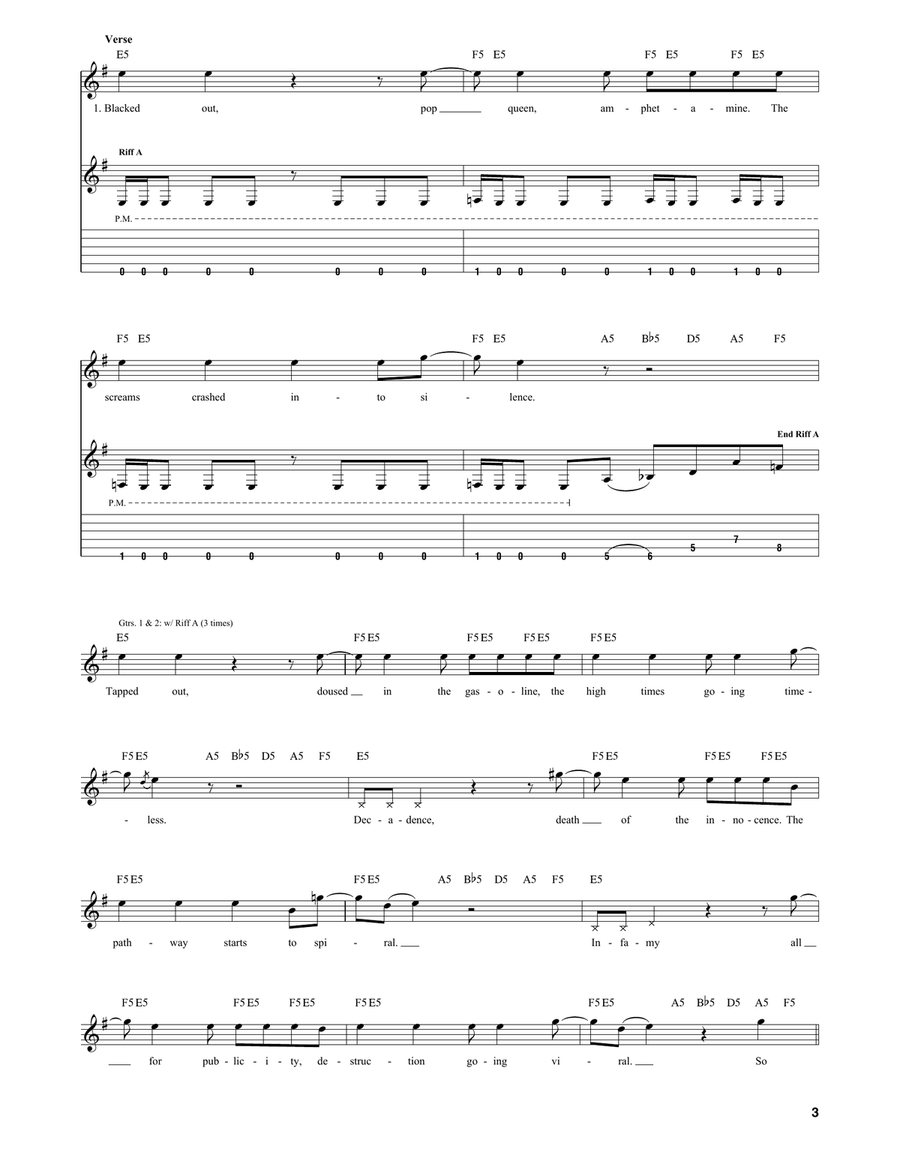 Moth Into Flame Moth Into Flame Electric Guitar scores gallery preview page 3