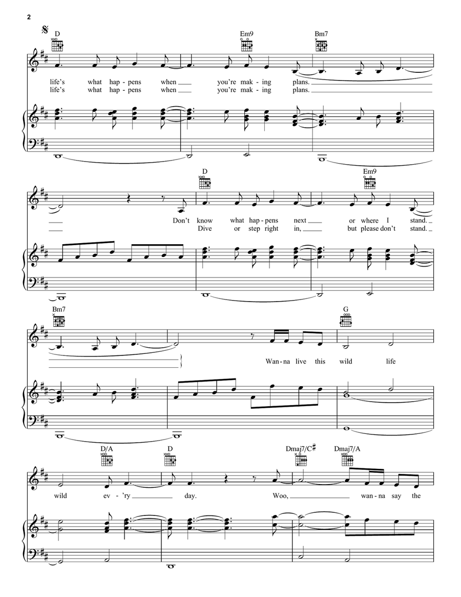 Wild Life (from the Disney+ movie Clouds) Piano, Vocal, Guitar scores gallery preview page 2
