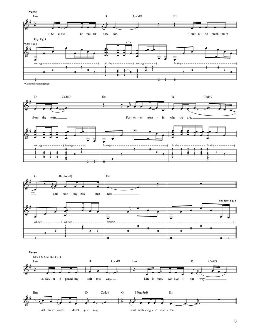 Nothing Else Matters Acoustic Guitar scores gallery preview page 3