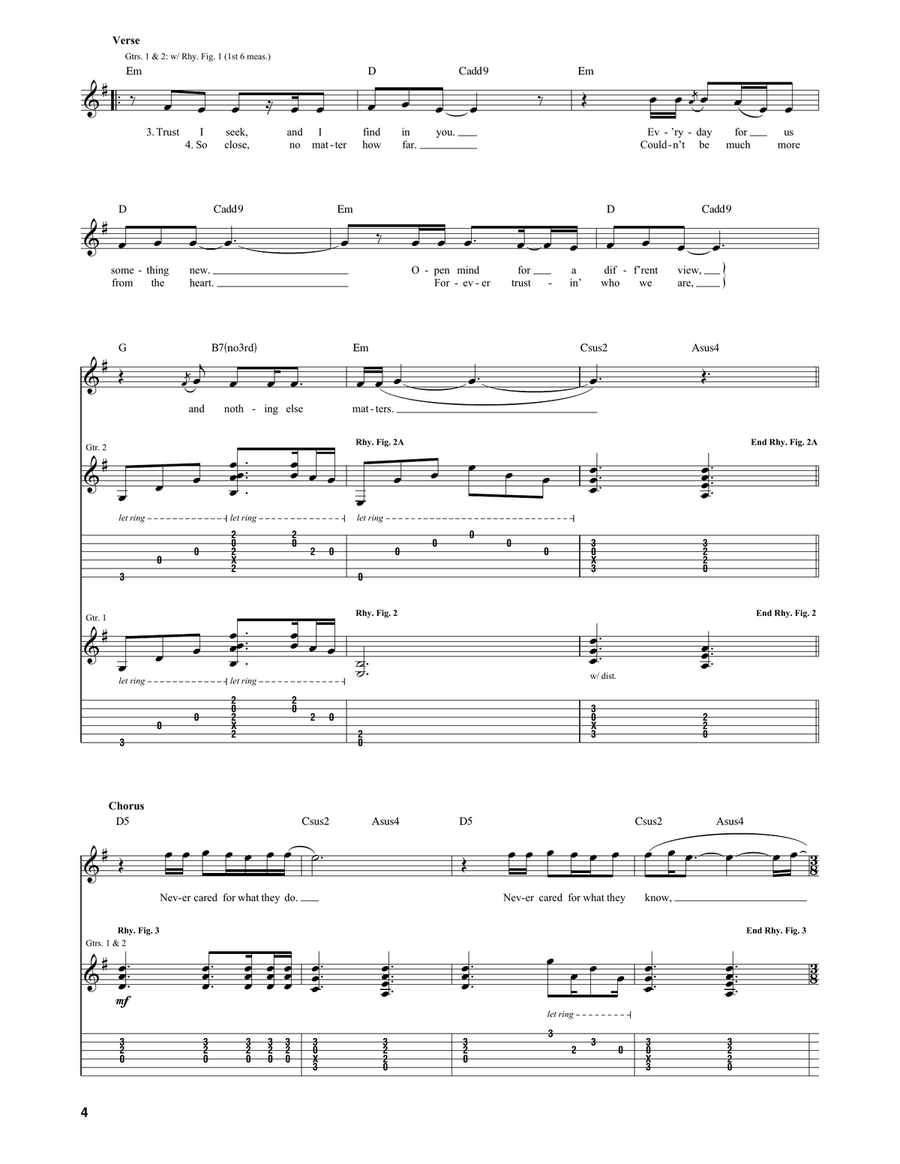 Nothing Else Matters Acoustic Guitar scores gallery preview page 4