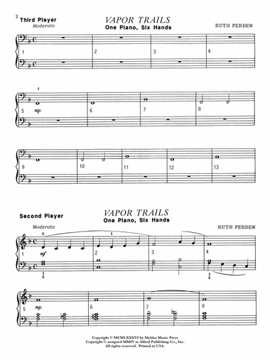 Vapor Trails - Piano Trio (1 Piano, 6 Hands)