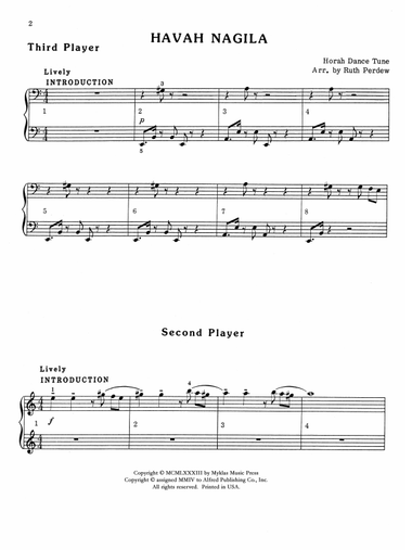 Havah Nagila - Piano Trio (1 Piano, 6 Hands)