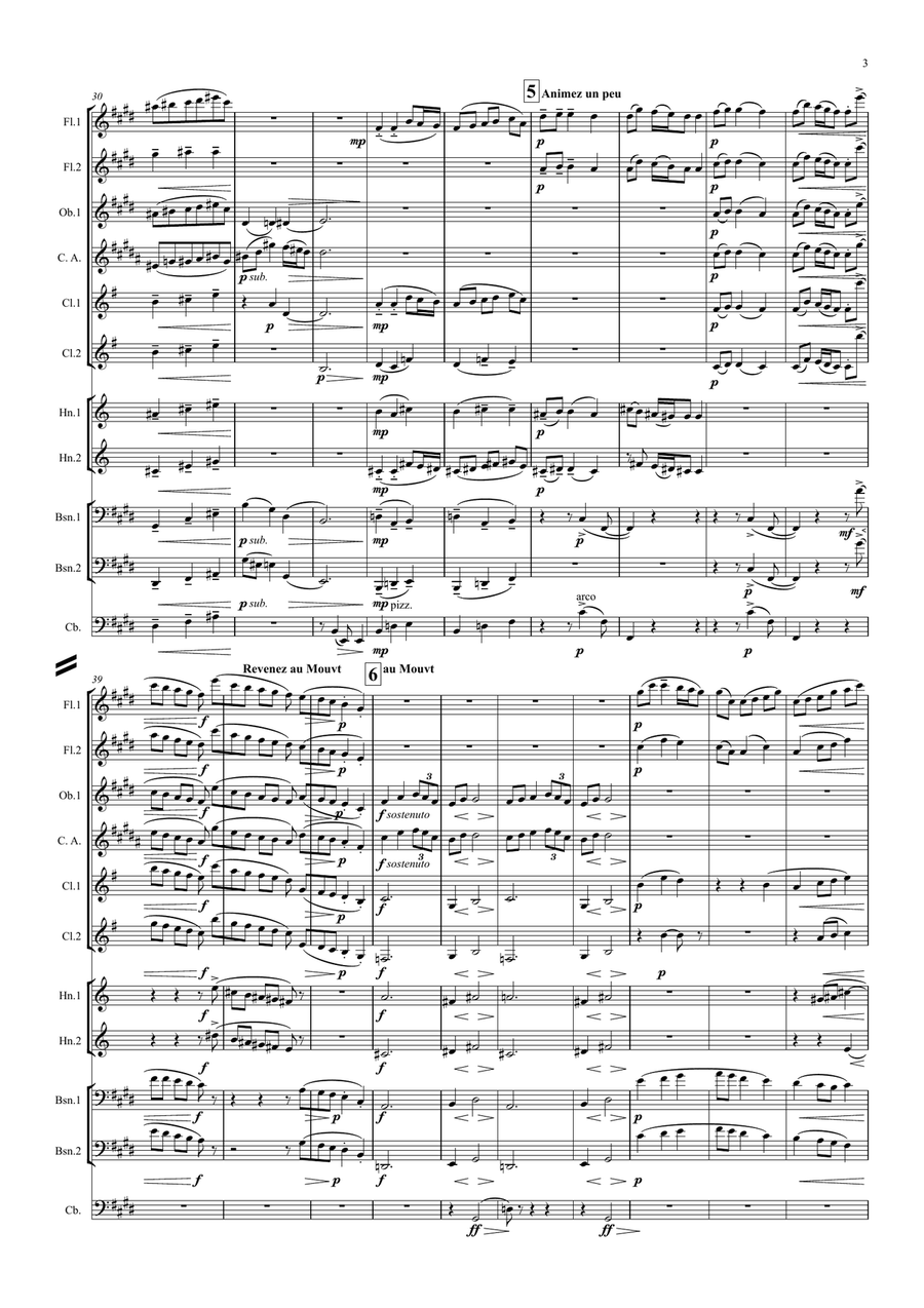 Debussy: Sarabande (Pour le piano) (For the piano) L95 - wind dectet Large Ensemble scores gallery preview page 4
