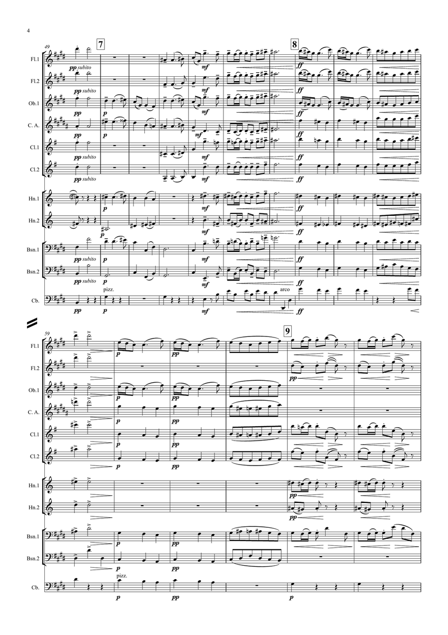 Debussy: Sarabande (Pour le piano) (For the piano) L95 - wind dectet Large Ensemble scores gallery preview page 5