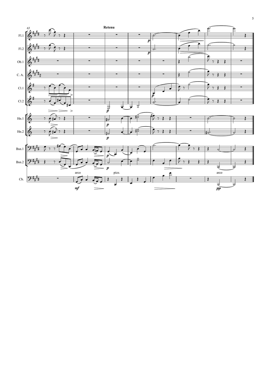 Debussy: Sarabande (Pour le piano) (For the piano) L95 - wind dectet Large Ensemble scores gallery preview page 6