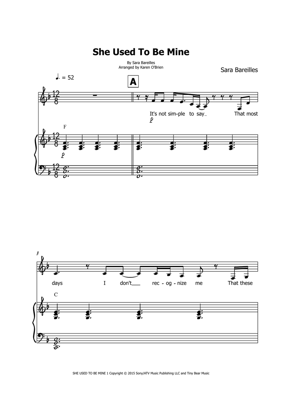 She Used To Be Mine She Used To Be Mine Piano, Vocal scores gallery preview page 2