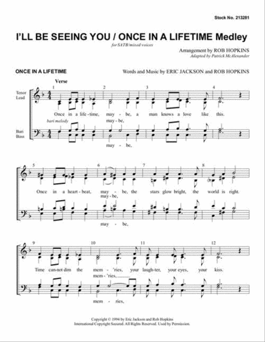 I'll Be Seeing You/Once in a Lifetime Medley 4-Part scores gallery preview page 3