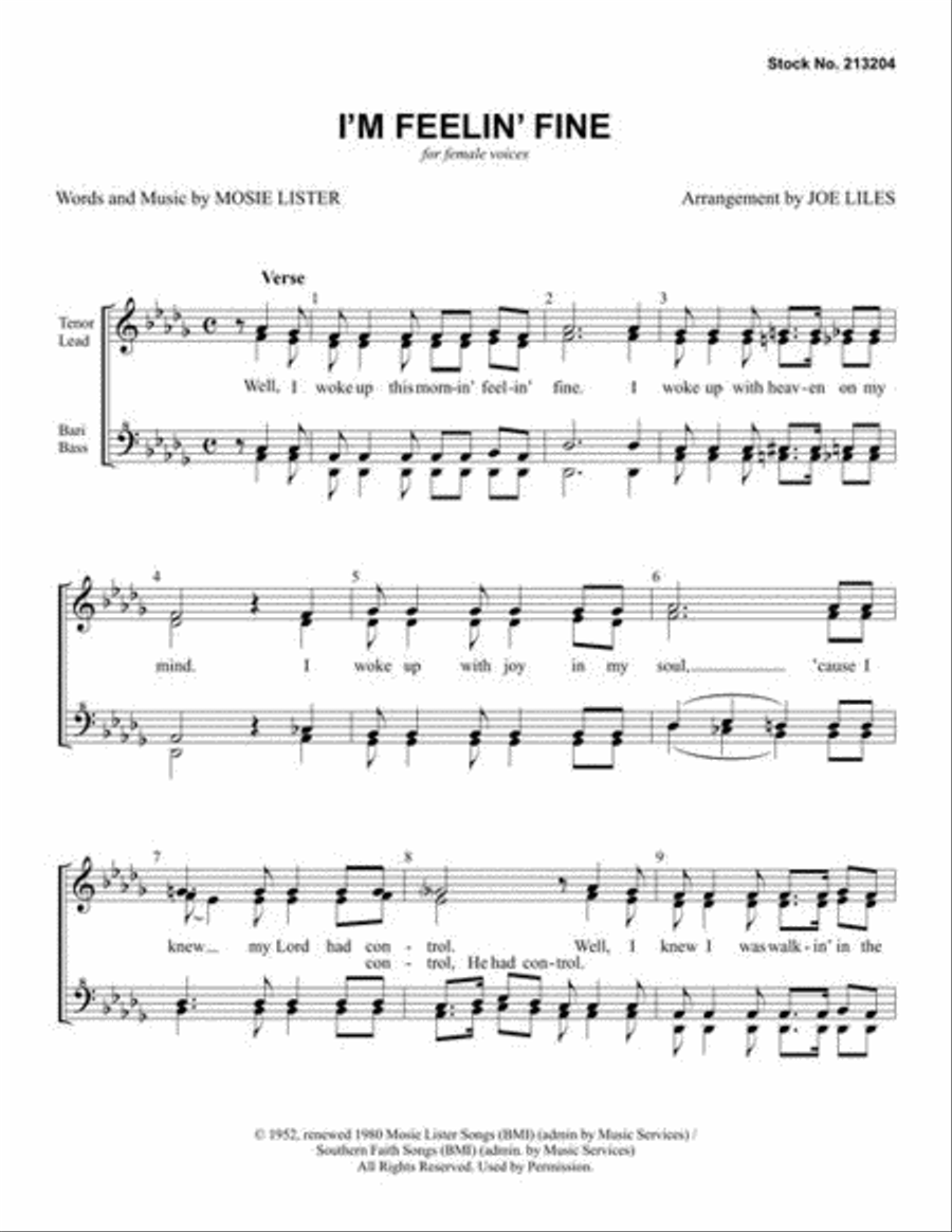 I'm Feelin' Fine I'm Feelin' Fine SSAA scores gallery preview page 3