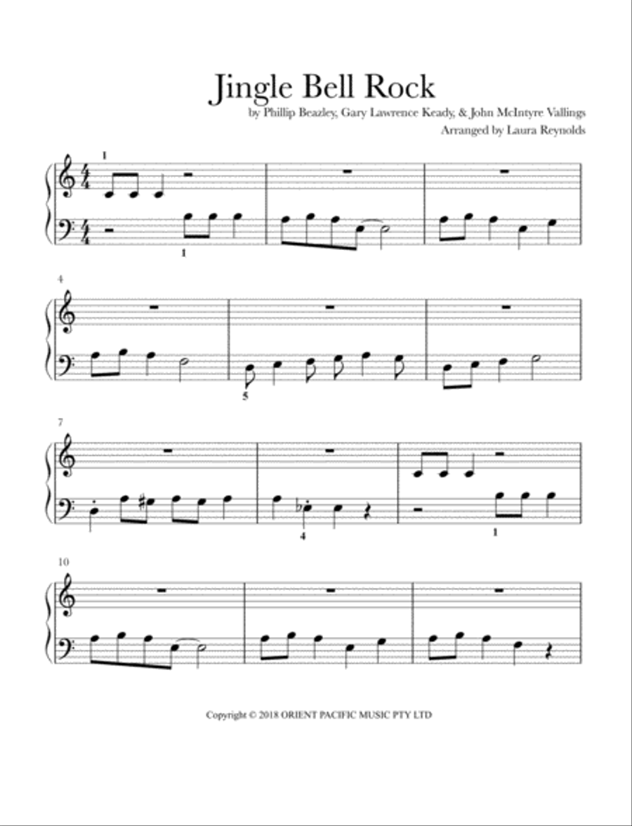 Jingle Bell Rock Easy Piano scores gallery preview page 1