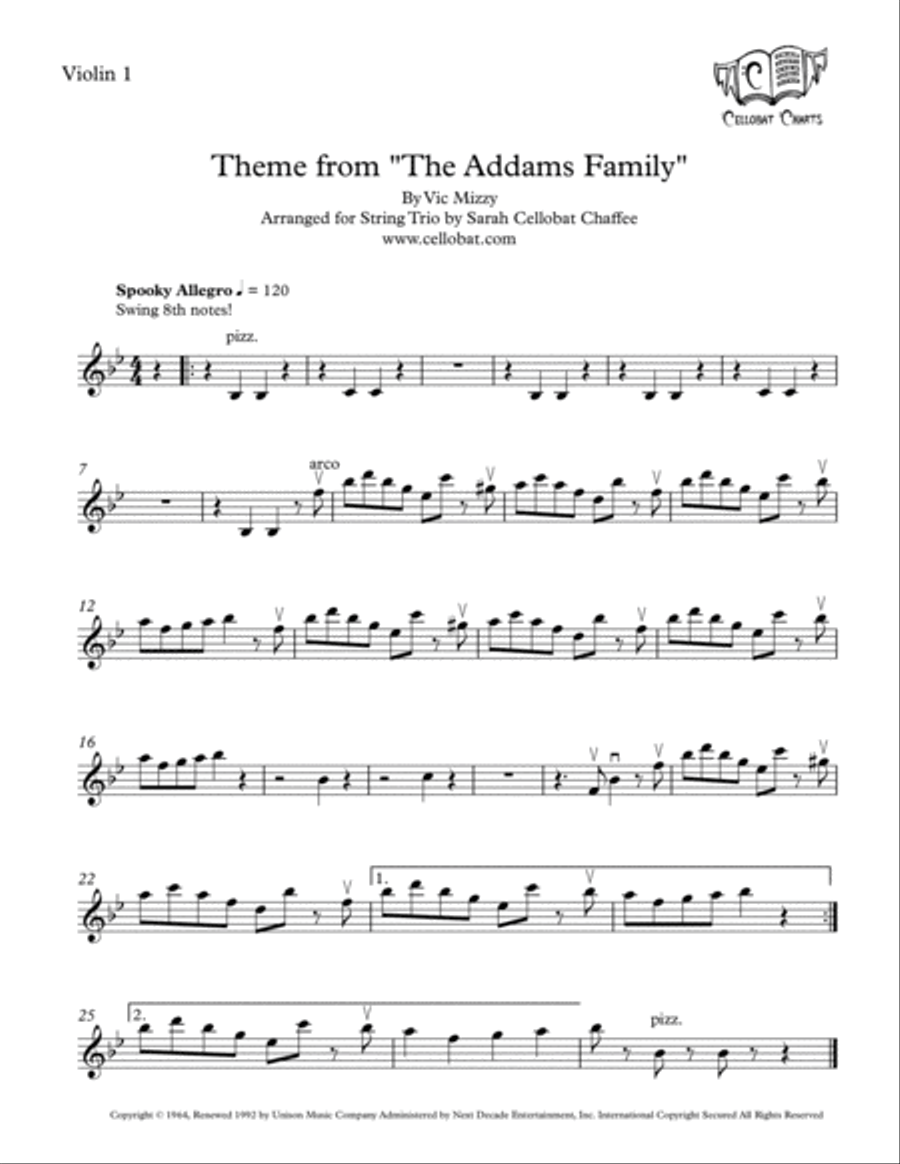 Addams Family Theme Viola scores gallery preview page 3
