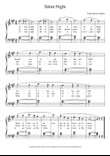 Silent Night Easy Piano Sheet Music Download with Lyrics in A Major