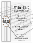 Study in D by Fernando Sor for Classical Guitar