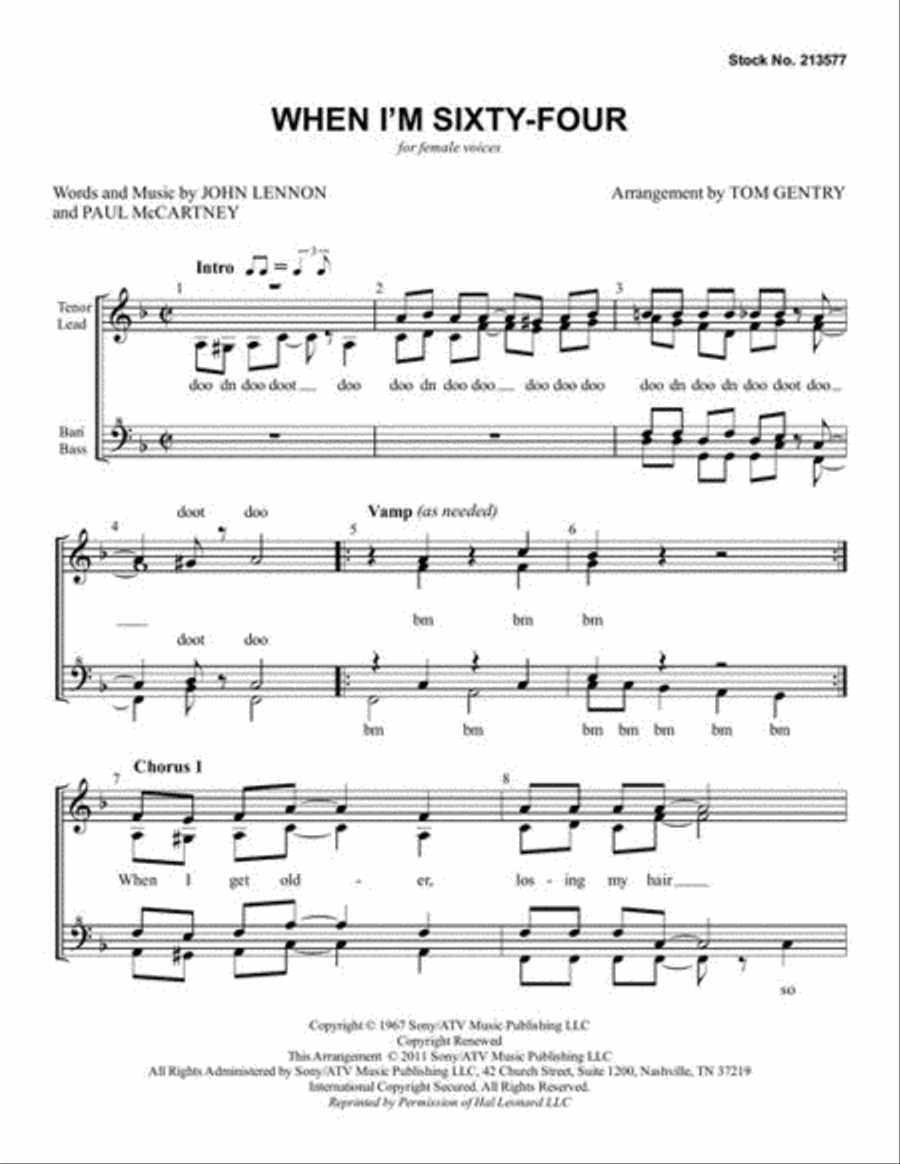 When I'm Sixty-Four When I'm Sixty-Four SSAA scores gallery preview page 3