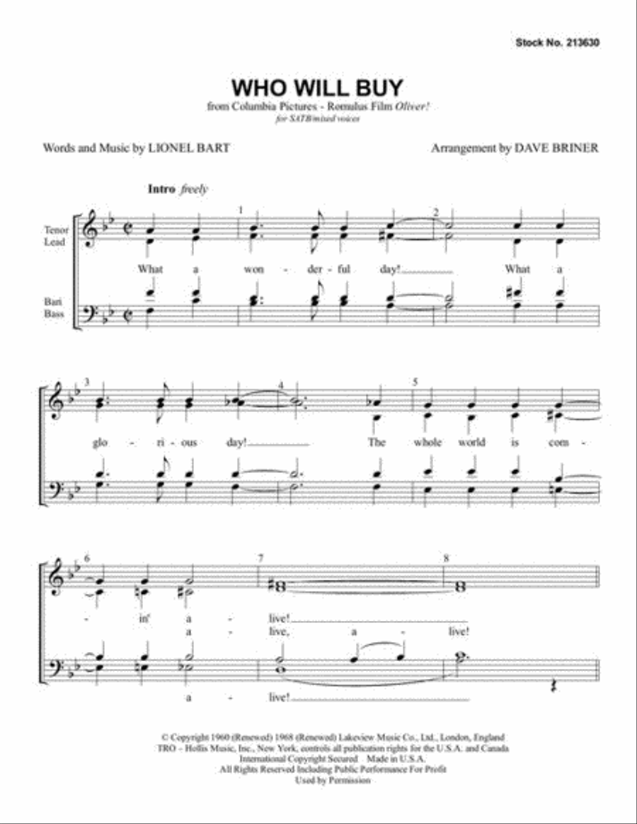 Who Will Buy Who Will Buy 4-Part scores gallery preview page 3