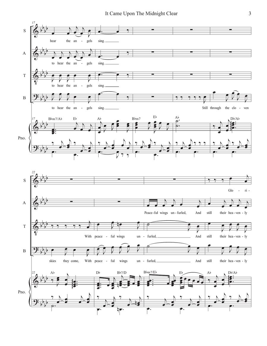 It Came Upon The Midnight Clear (Vocal Quartet - (SATB) 4-Part scores gallery preview page 3